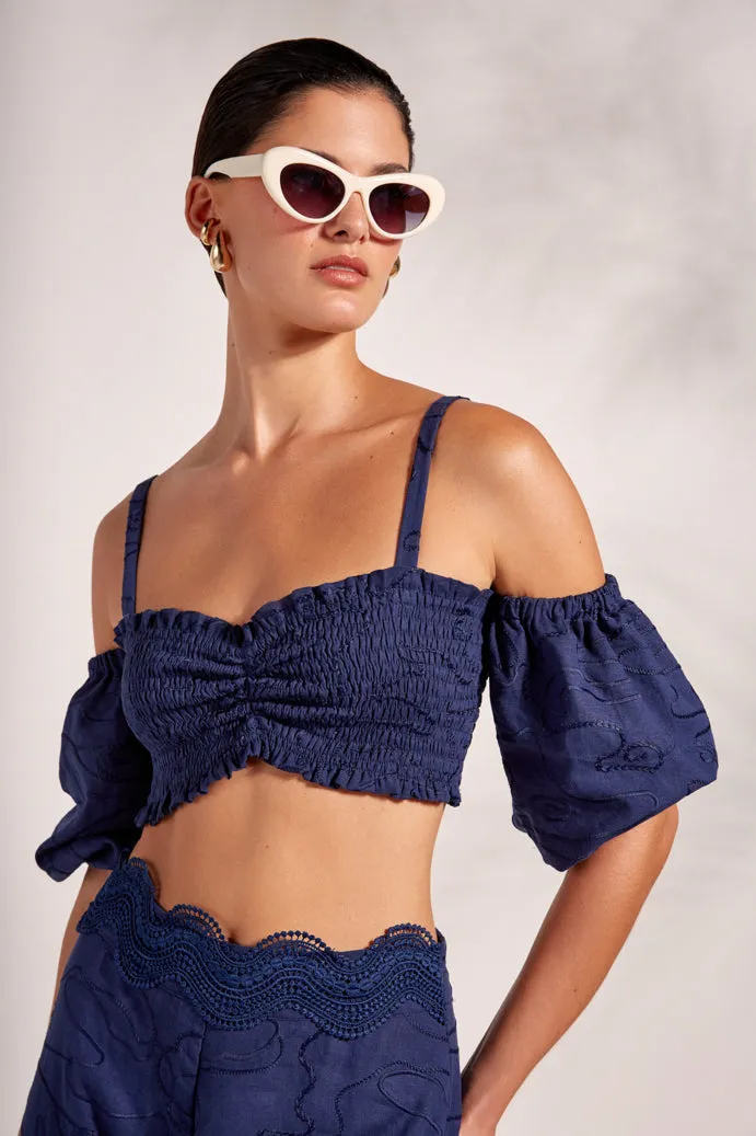 JADE TOP NAVY BLUE Anti Pilling Treatment Fashion Essential