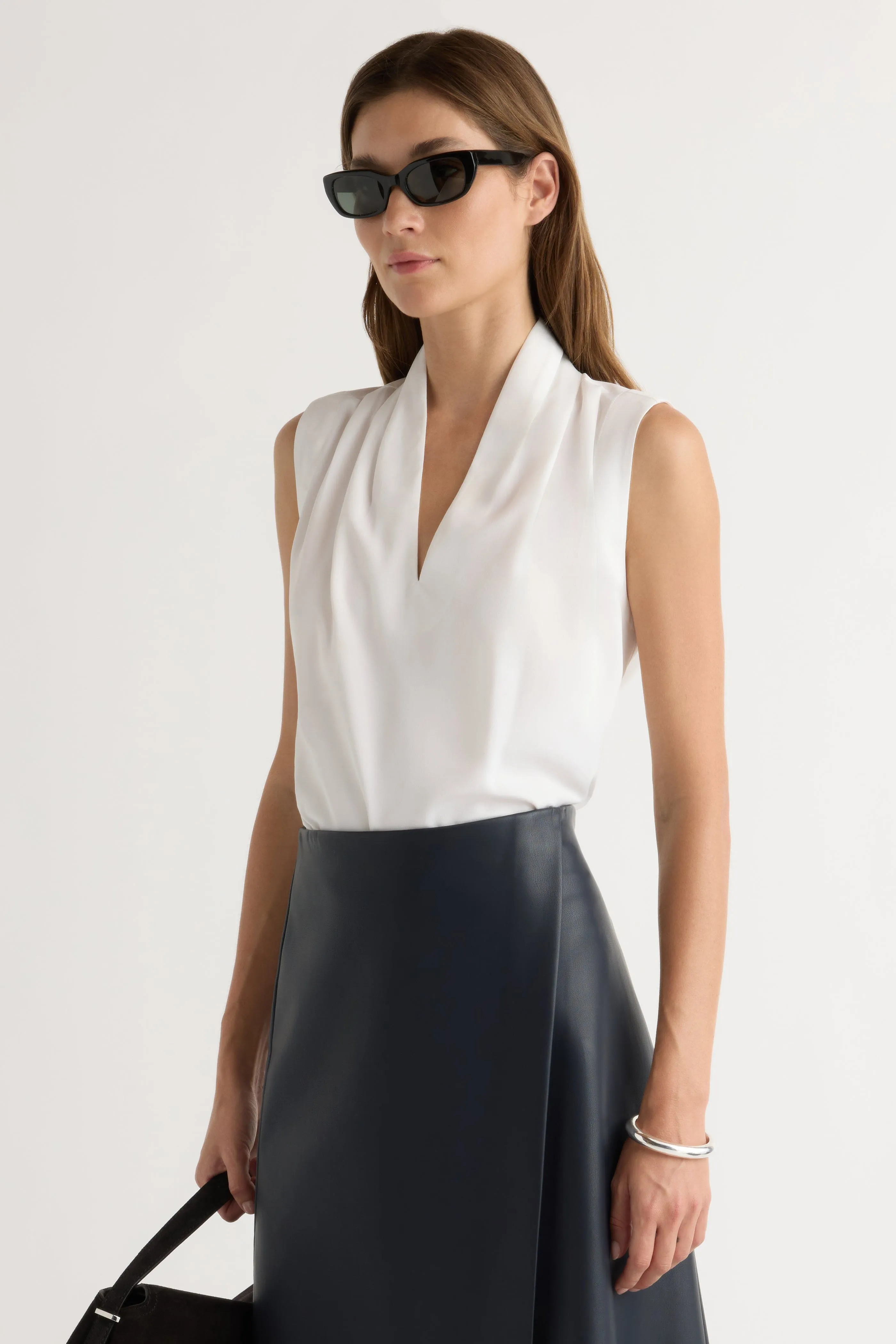 Jae V-Neck Sleeveless Blouse Reflective Trims