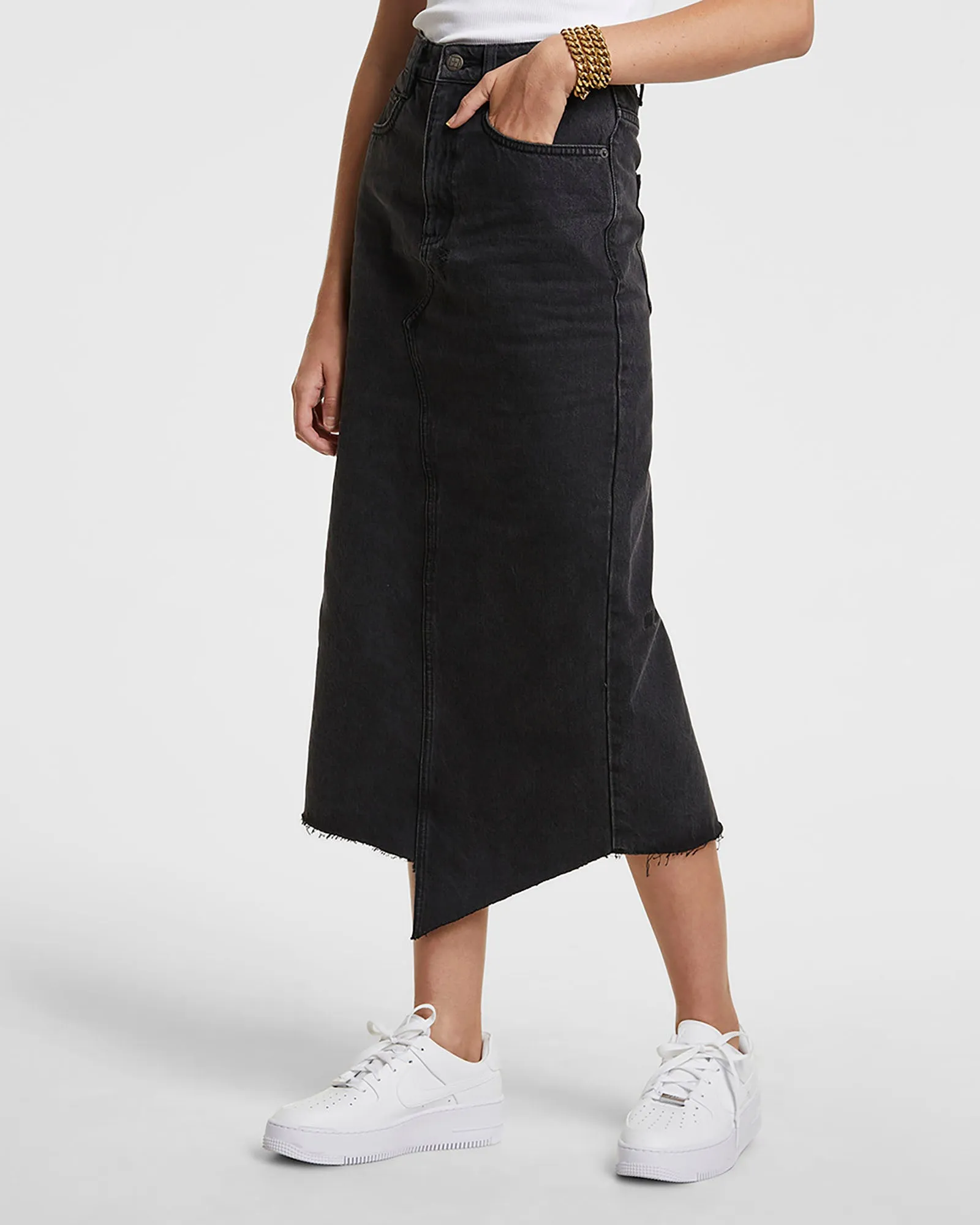 Pleated Construction Style Vibes JAGGED SKIRT DOWNTOWN BLACK
