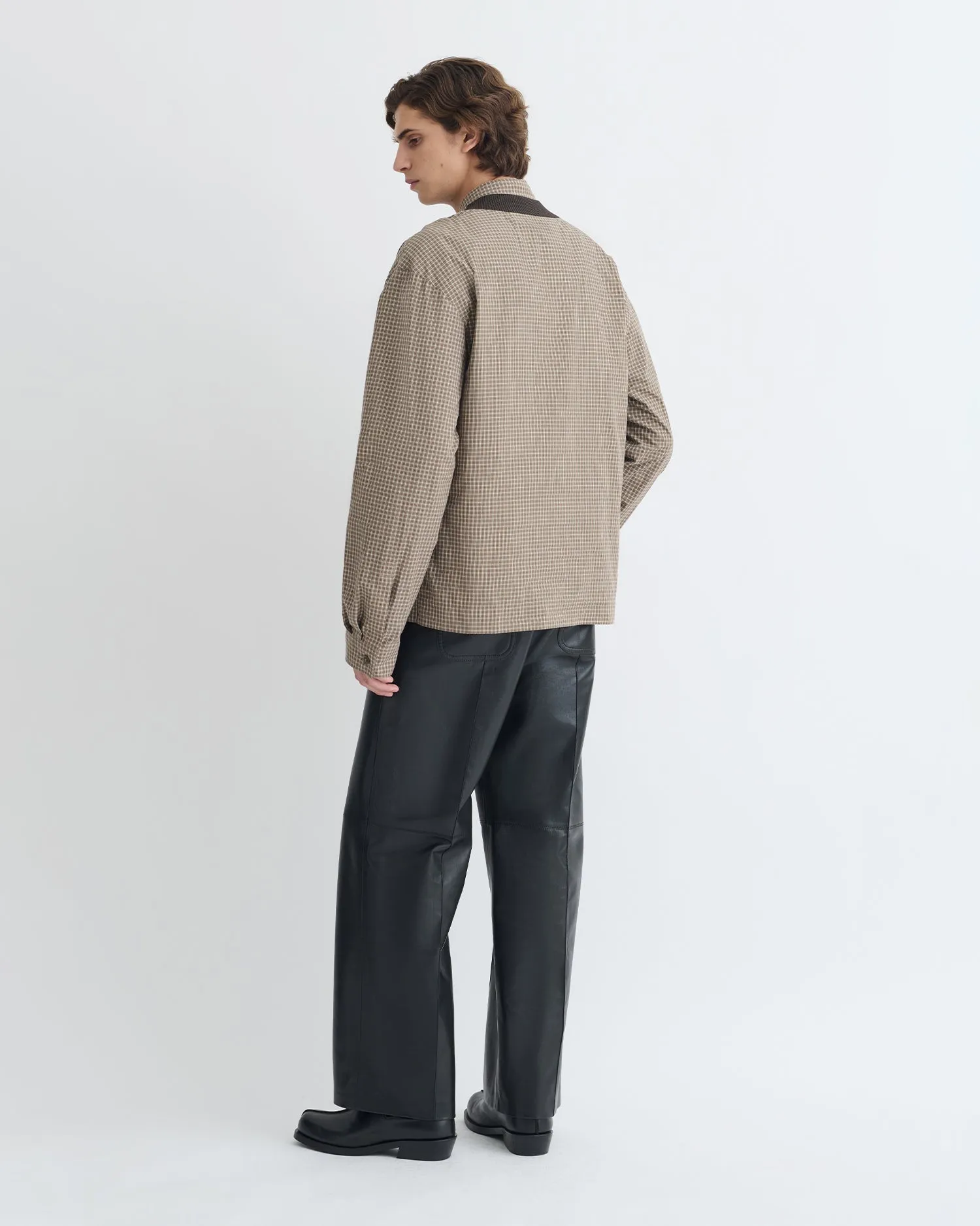 UltraSoftLining Jahan - Checked V-Neck Top - Brown/Creme