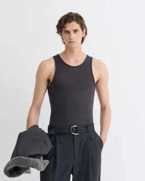 Antimicrobial Finish Recycled Material Blend Jahi - Melange Wool Jersey Tank Top - Grey Melange