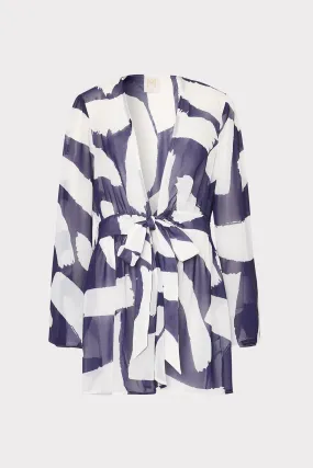 Water-resistant Shrink Resistant Material Jessie Graphic Brushstroke Chiffon Cover-Up