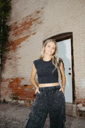 Jett Crop Top - FINAL SALE LaserCutVents Stretch Knit Material