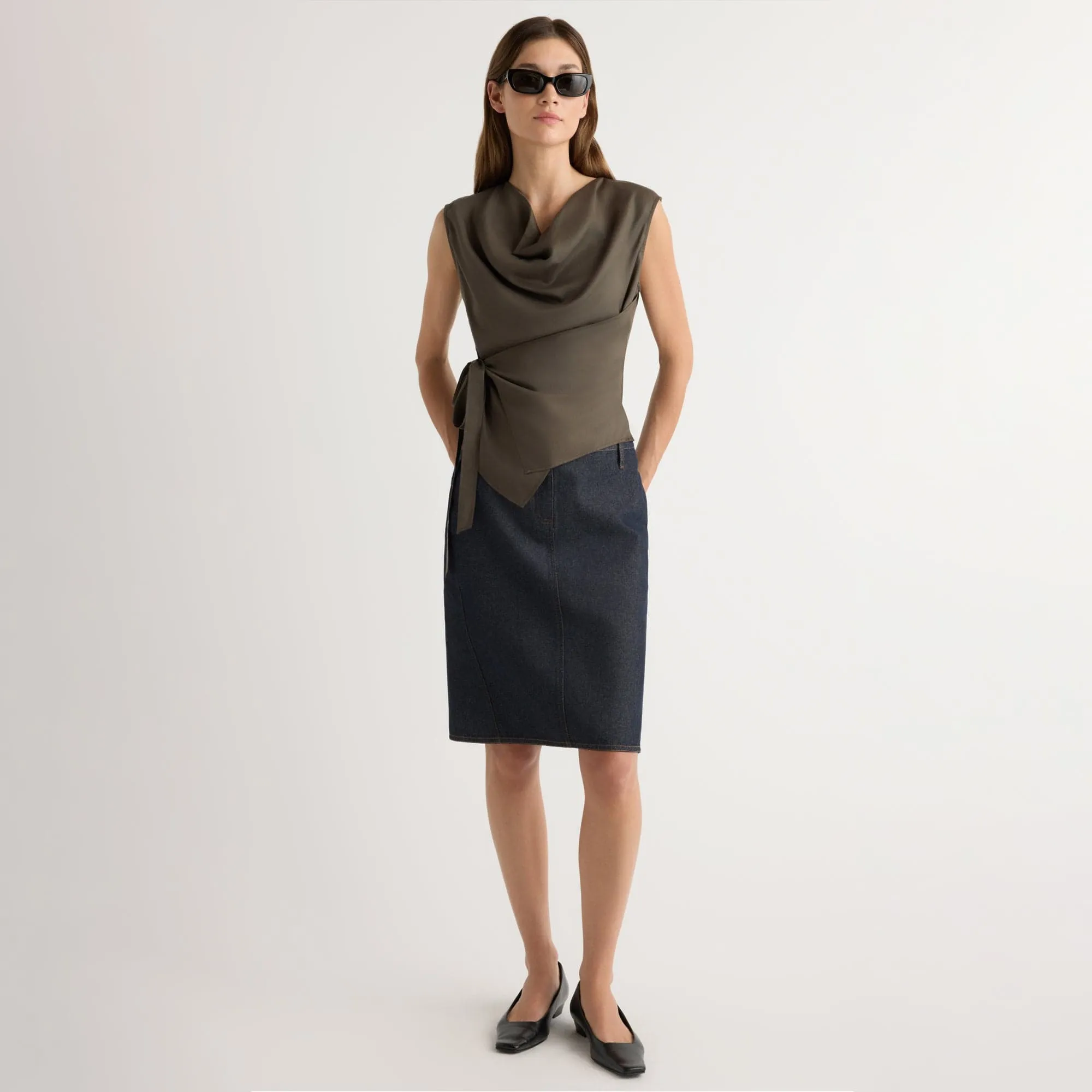 Johanna Knee-Length Denim Skirt Modern Design Daily Mood