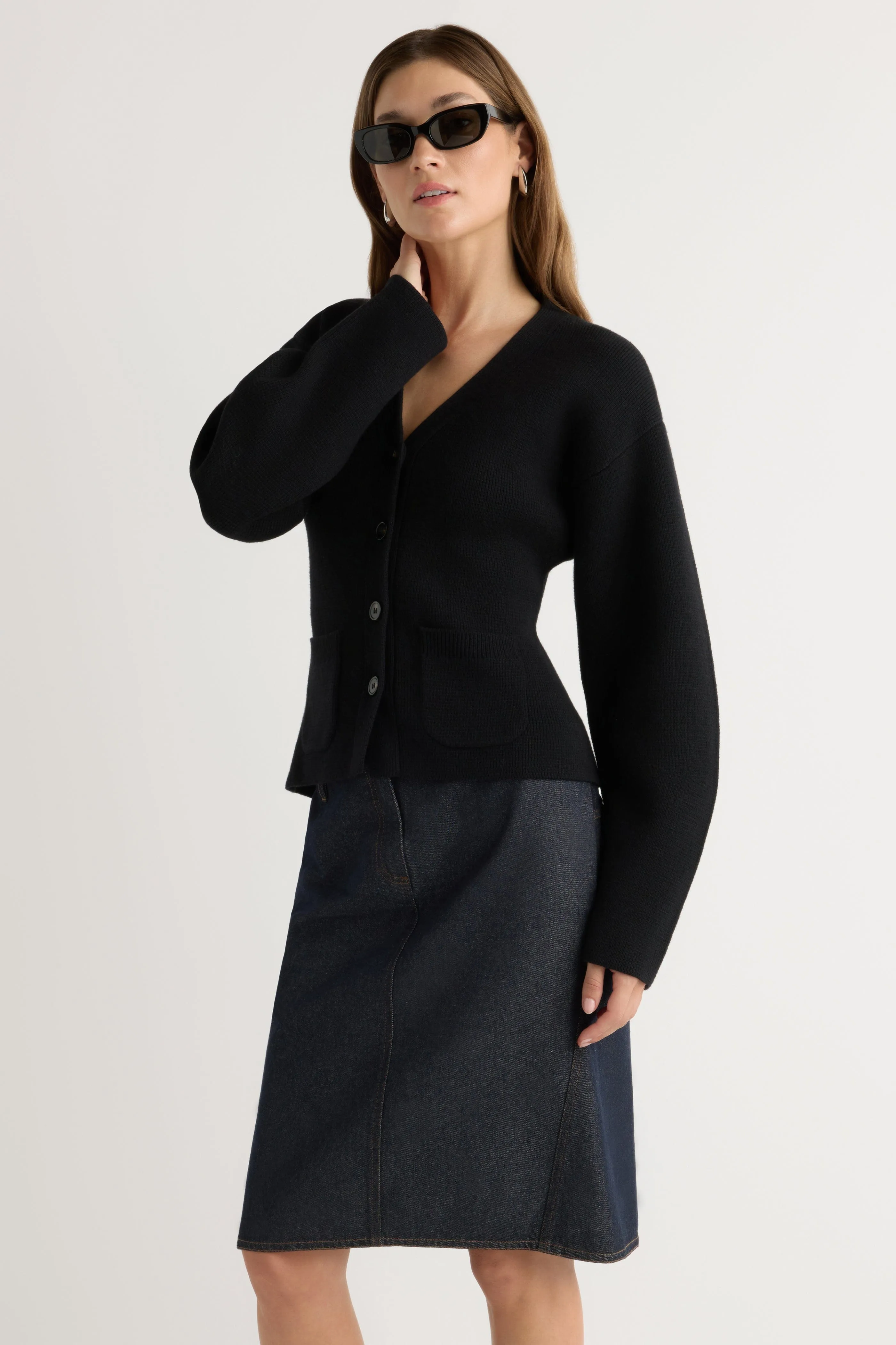 Johanna Knee-Length Denim Skirt Travel Ready Versatile Outfit