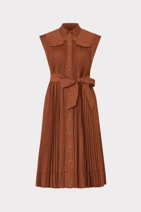 Johanna Pleated Twill Midi Dress Comfortable clothing