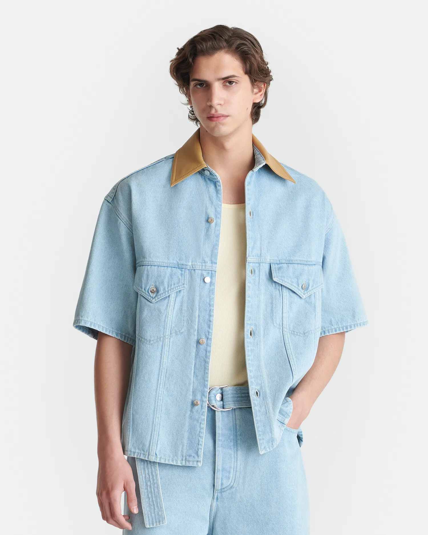 Jorge - Denim Shirt - Eco Bleach/Hazel AllDay Comfort Tech SoftBrushed