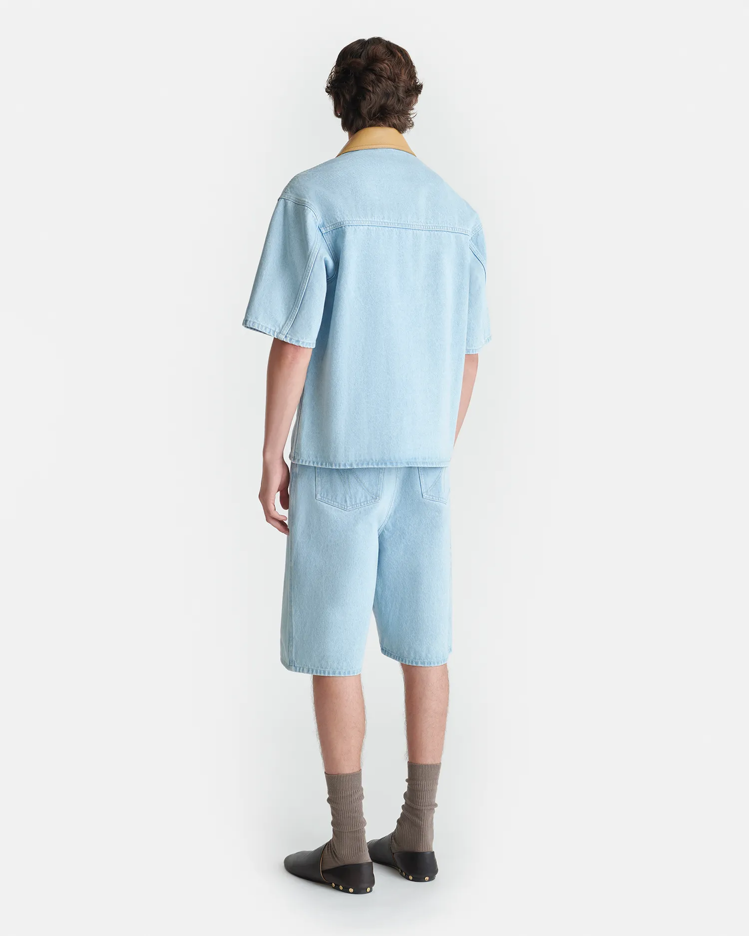 Jorge - Denim Shirt - Eco Bleach/Hazel cycling clothing Fleece Lining