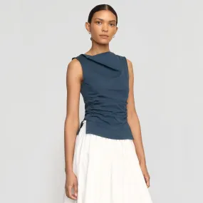 Josie Shirred-Side Cowl-Neck Tee High Durability Material