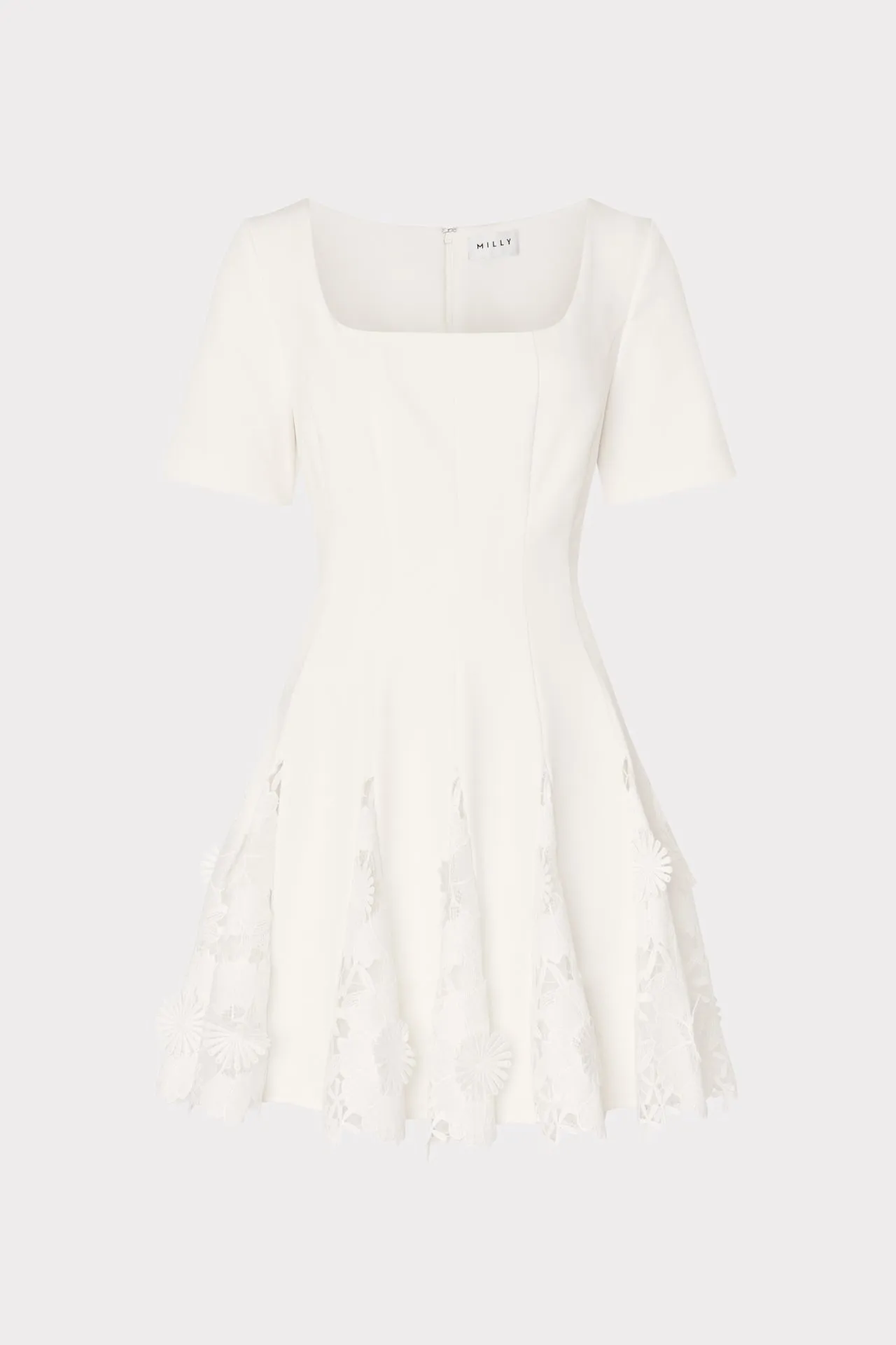 Mermaid-Hem Breathable Design Joy Lace Combo Mini Godet Dress