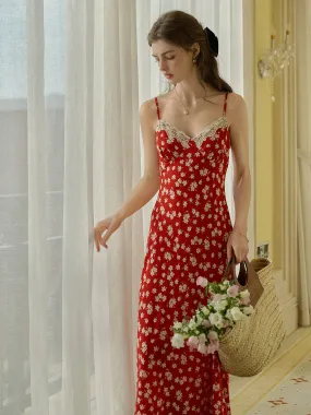 Juliana Lace Patchwork V-neck Floral Suspender Dress Urban Favorite