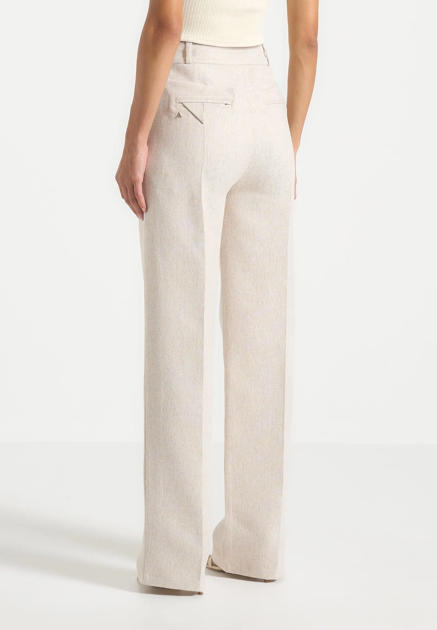 Julie - Tailored Twin Pleat Trousers - Light Beige Comfortable Look
