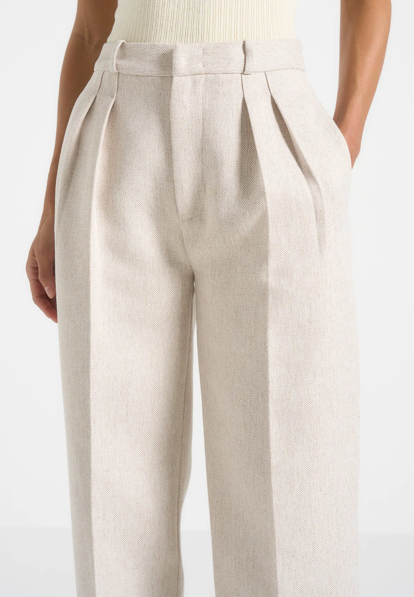 Modern Professional Look Julie - Tailored Twin Pleat Trousers - Light Beige