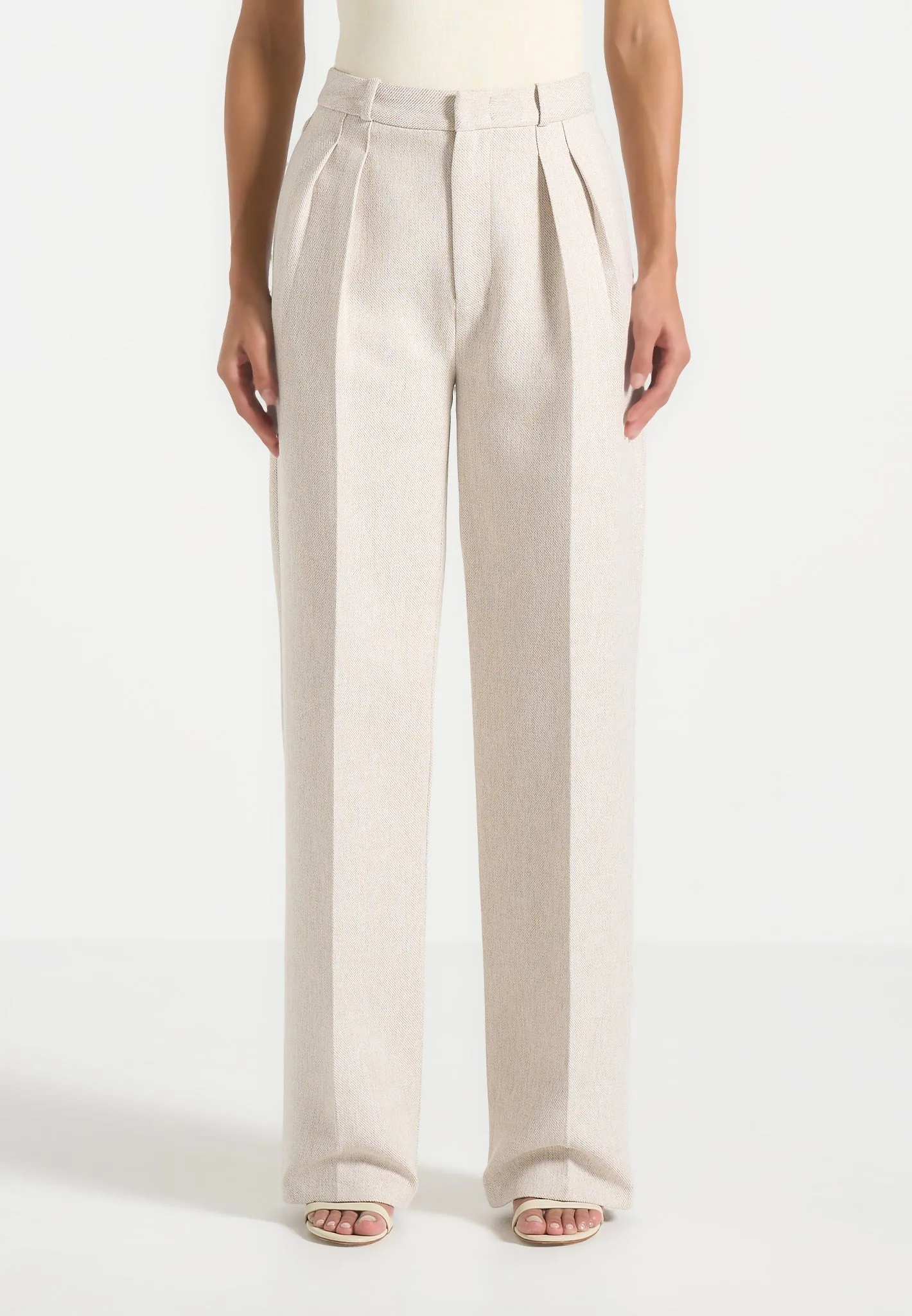 Layered Style Julie - Tailored Twin Pleat Trousers - Light Beige