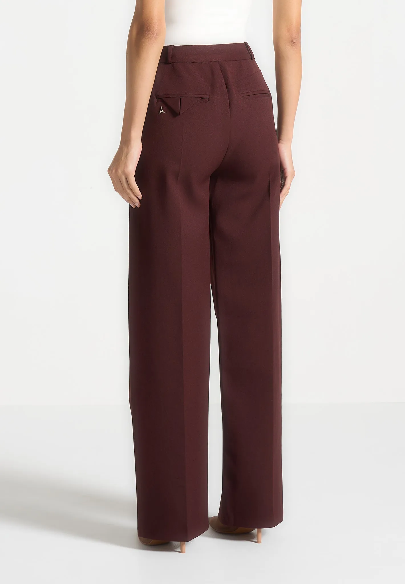 Sharp Cut Julie - Tailored Twin Pleat Trousers - Wine Red