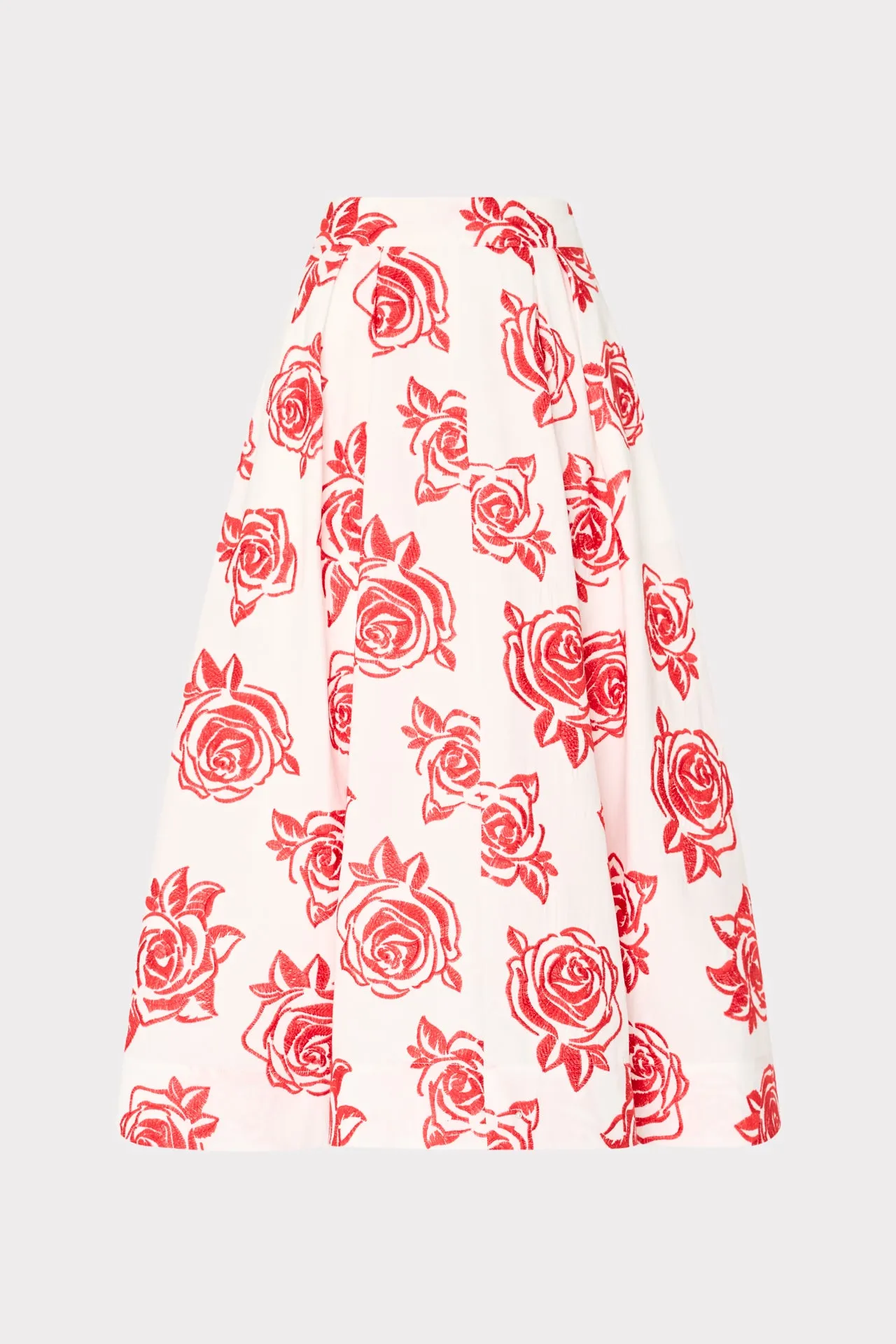 Juliet Rose Embroidery Midi Skirt ReinforcedHemline Double Stitched