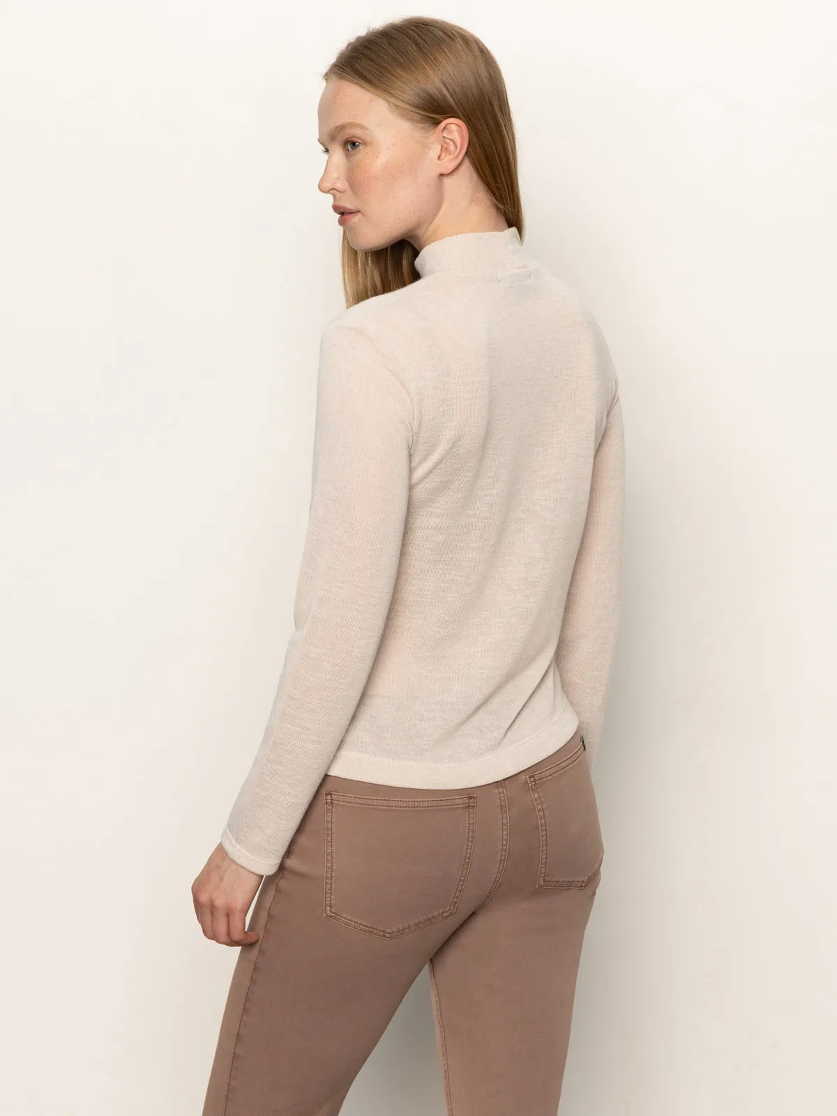 Long Sleeve Draped Mock Neck Top Mother Of Pearl Casual Comfort