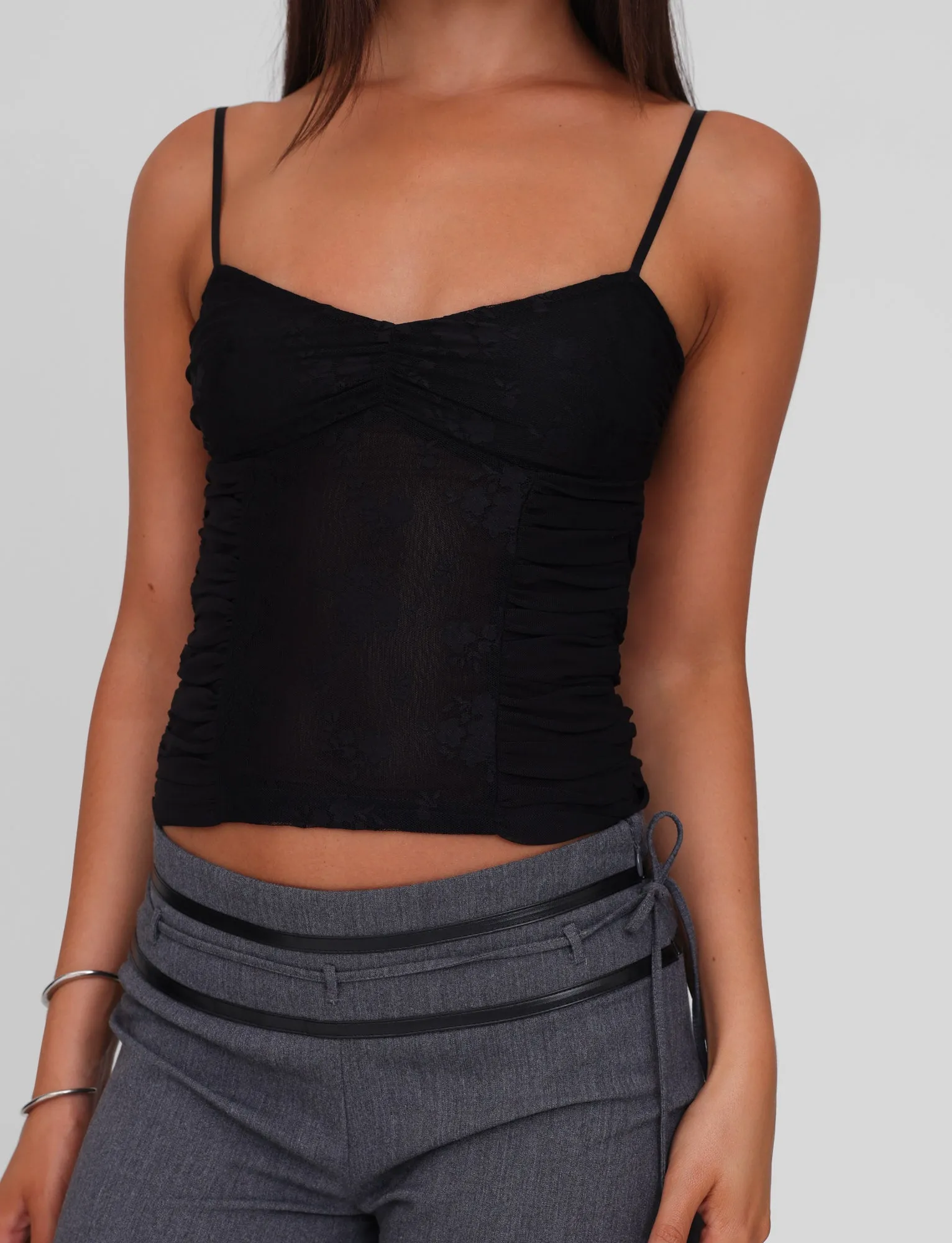 KALLIE TOP - BLACK Adjustable Shoulder Straps