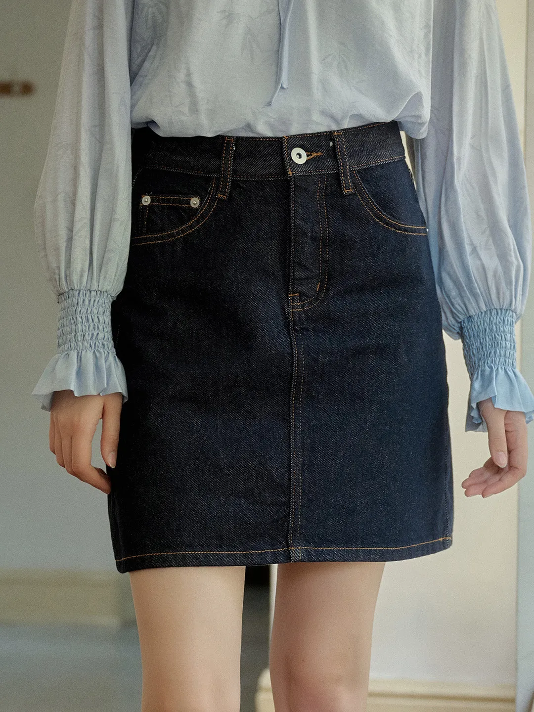 Stretch Unisex Wear Classic Wear fresh feel Kayleigh Vintage A-Line Cotton Denim Skirt