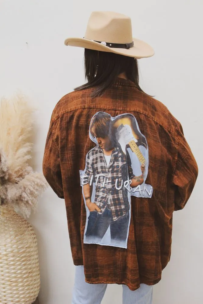 FasteningHood NonRestrictiveCut Keith Urban Acid Wash Flannel