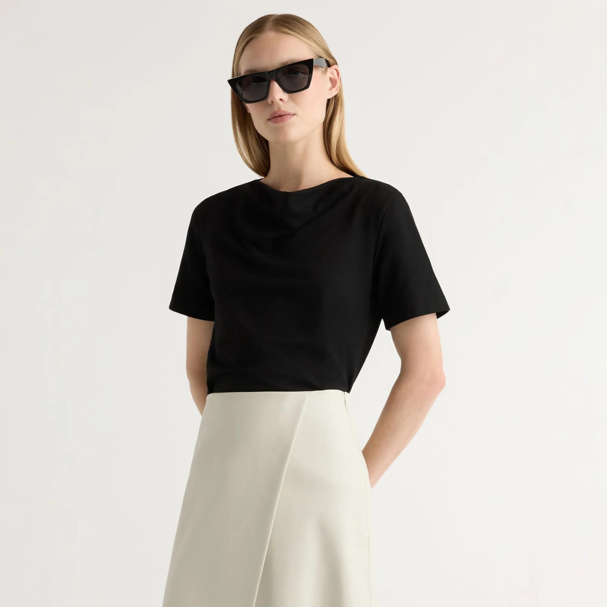 Comfy Cardigan OdorControl Technology Kendra Organic Cotton Cowl-Neck Tee