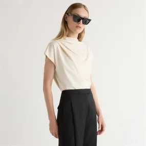 Kenny Asymmetric-Neck Tee FourWay Stretch Fabric Elegant Cut