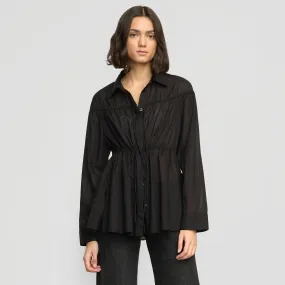 CompactSize Thermal Insulation Layer Kia Tie-Front Cotton-Silk Tunic Blouse