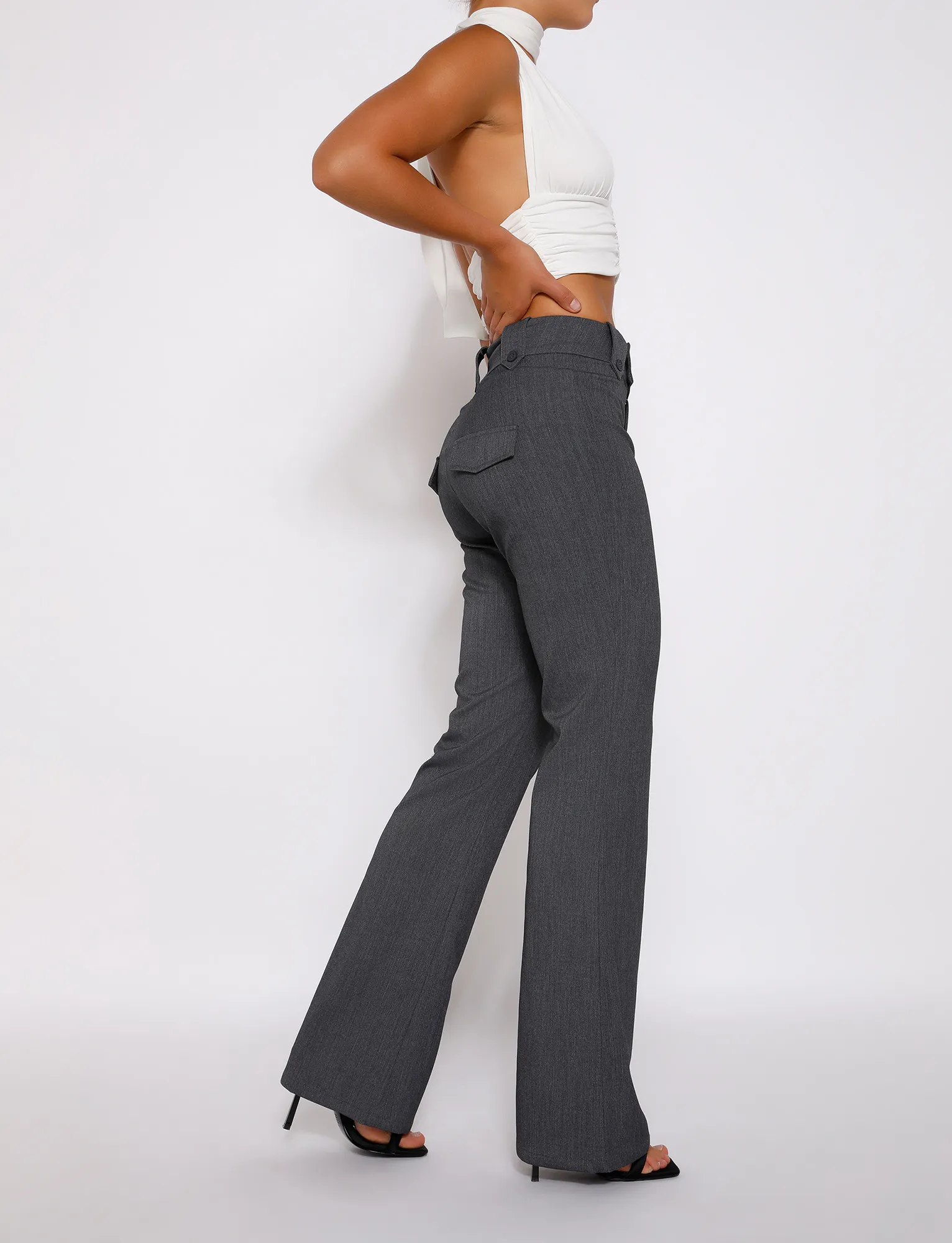 KITTIE HIGH RISE PANT - GREY WrinkleFreeFabric stain guard