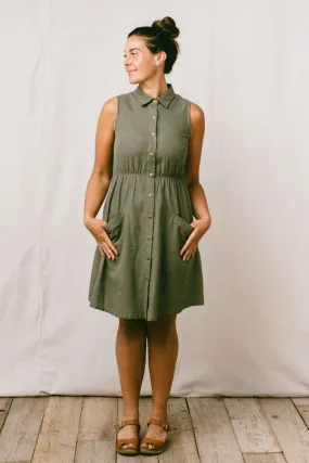Mood Edge Mona Dress in Olive Linen