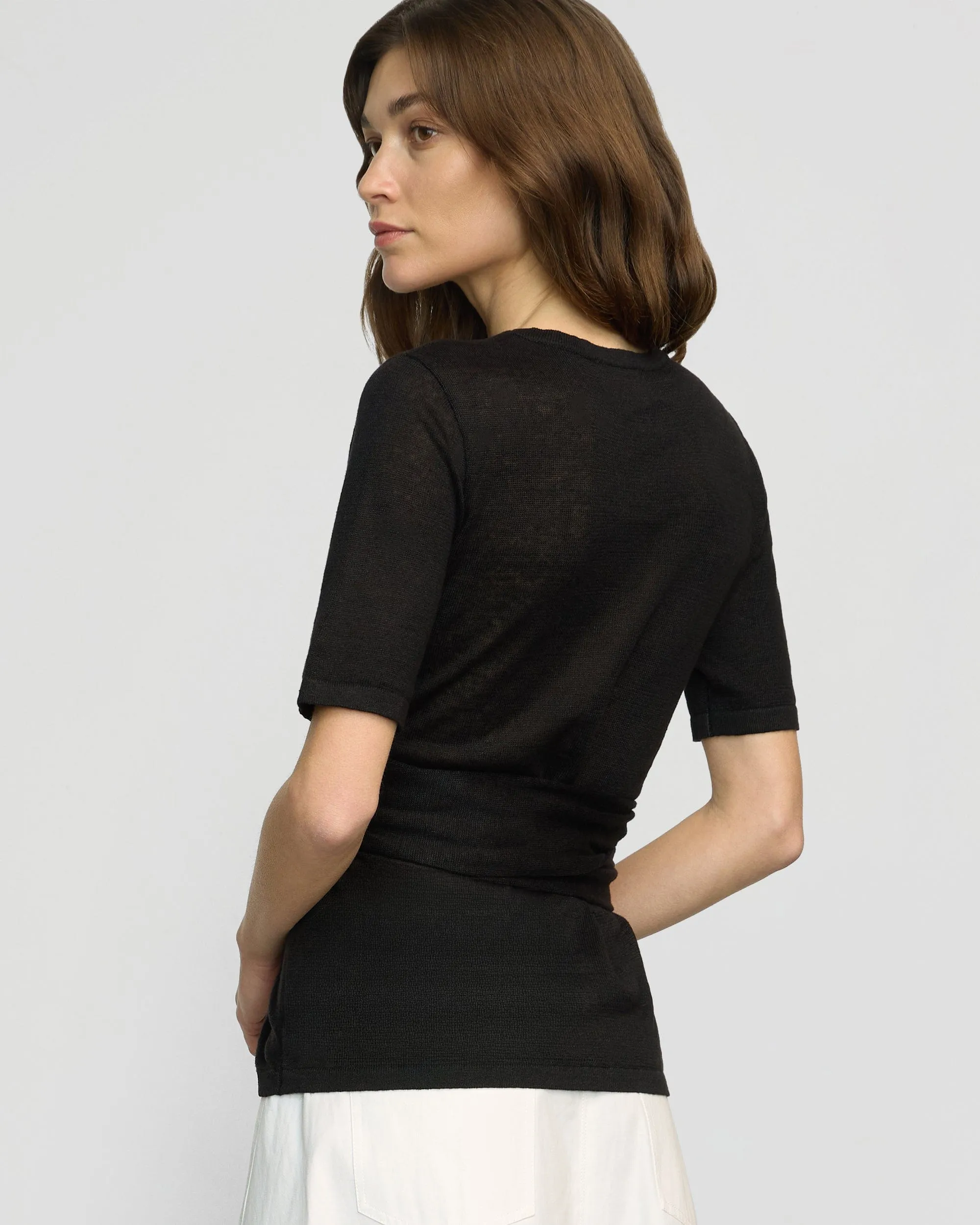 Lark Tie-Front Linen Sweater Versatile Comfort Comfy and Stylish