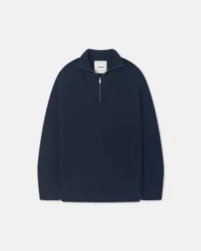 Reinforced Edging Modern Casual Look Kylen - Contrast Brushed Merino Sweater - Navy