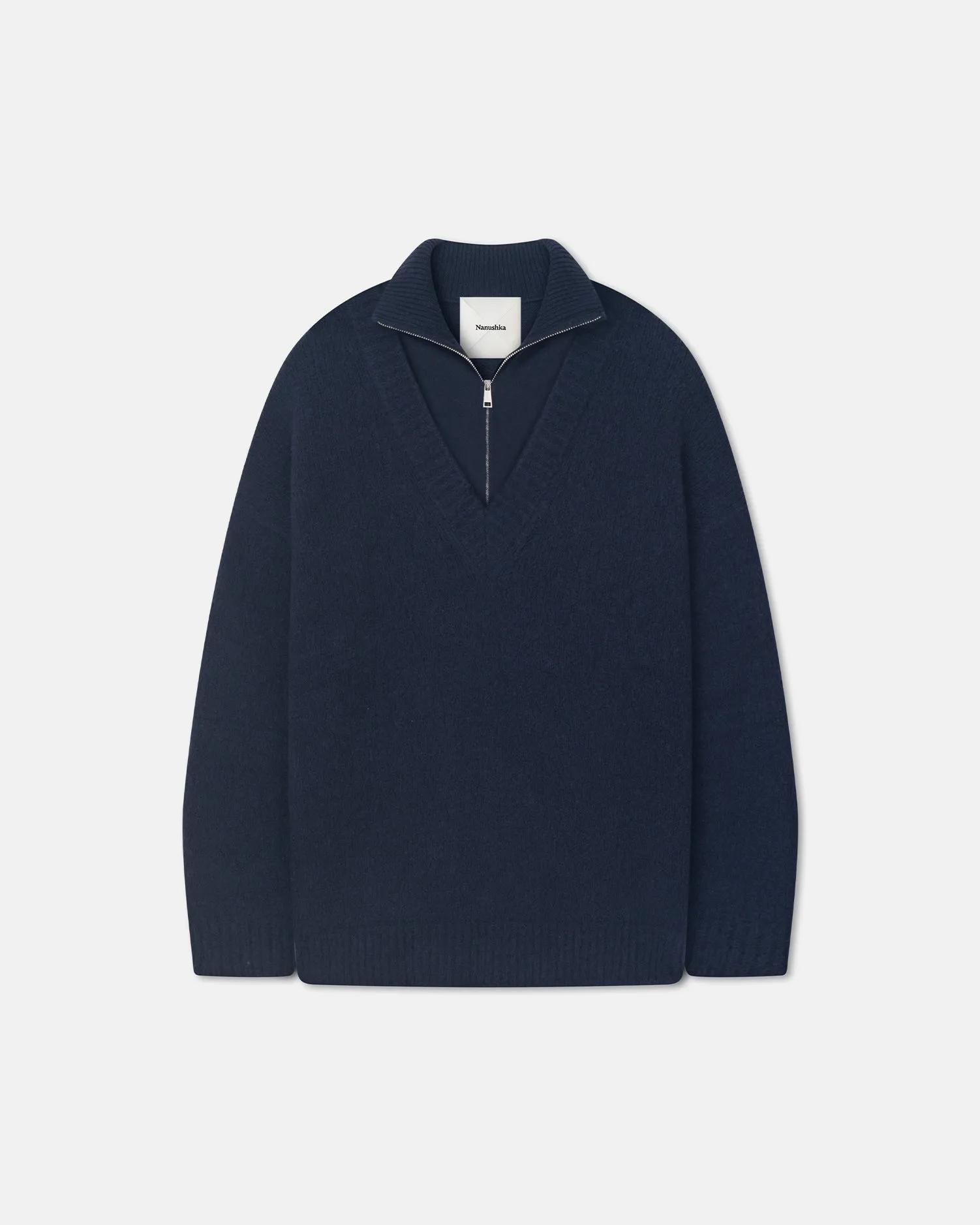 Kylen - Contrast Brushed Merino Sweater - Navy Temperature Regulating Knit