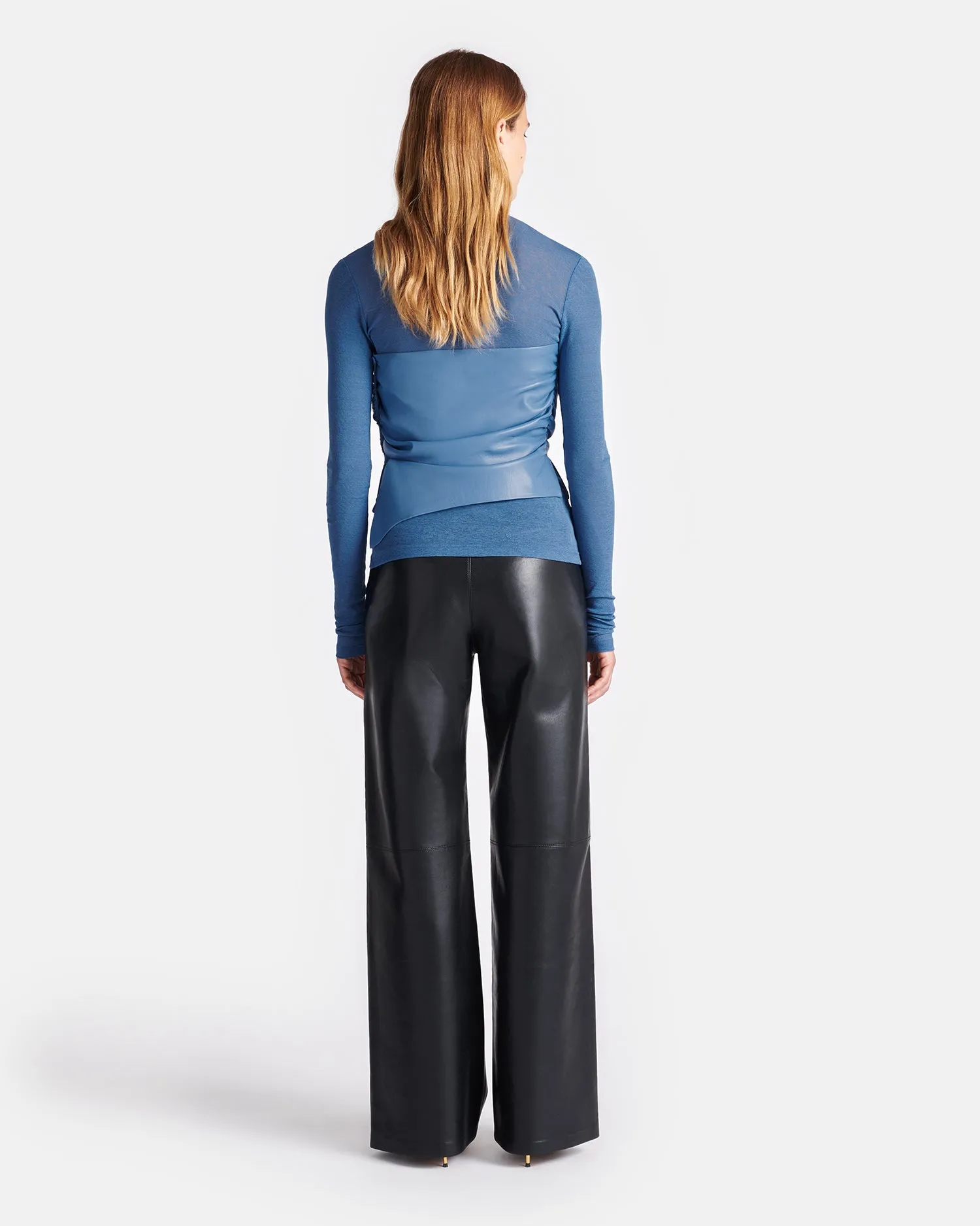 DoubleStitchedSeams PolishedFinish Kynlee - Mesh Jersey And Okobor? Alt-Leather Top - Blue