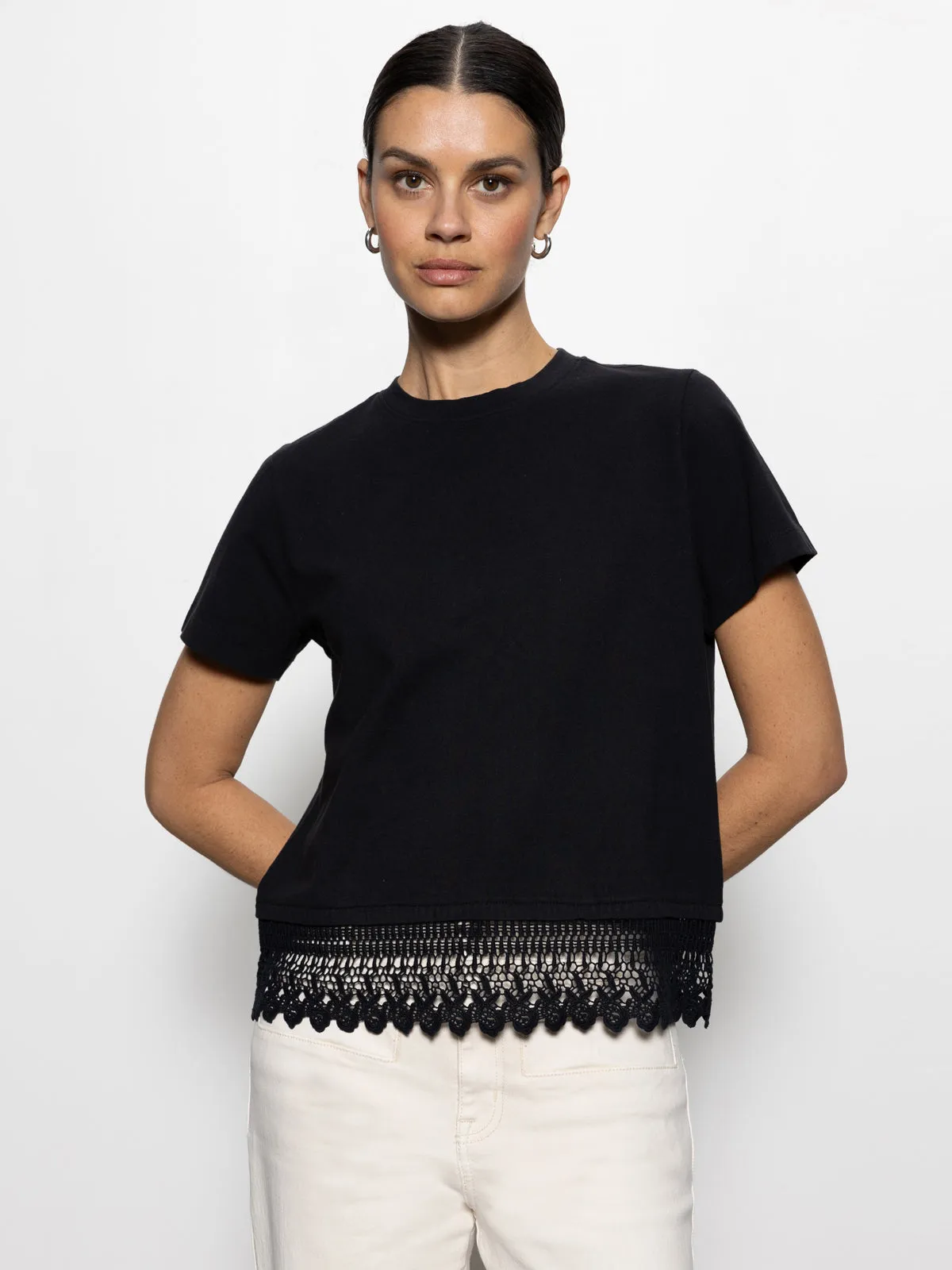 Lace Remix Perfect Tee Black BlendMaterials Summer Sweater