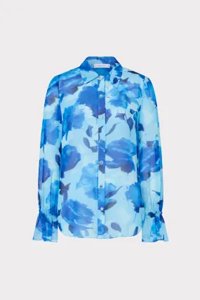 Lacey Blurred Blossom Printed Blouse Active Look Non Irritating Seam Finish