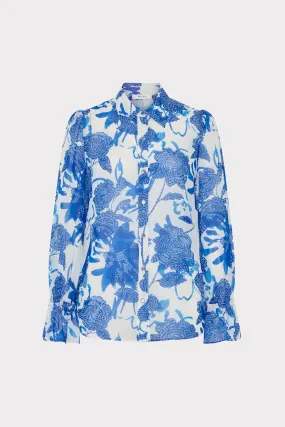 Lacey Brushwork Floral Blouse Trendy Look