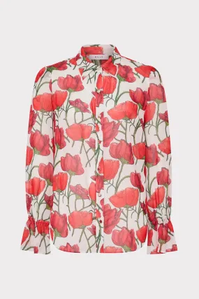 Lacey Red Peonia Blouse ReinforcedStitching