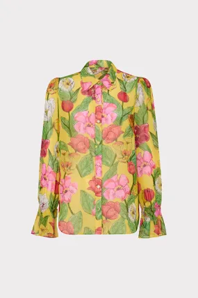 Lacey Tulip Rosette Blouse DoubleLayered Neckline Easy Style