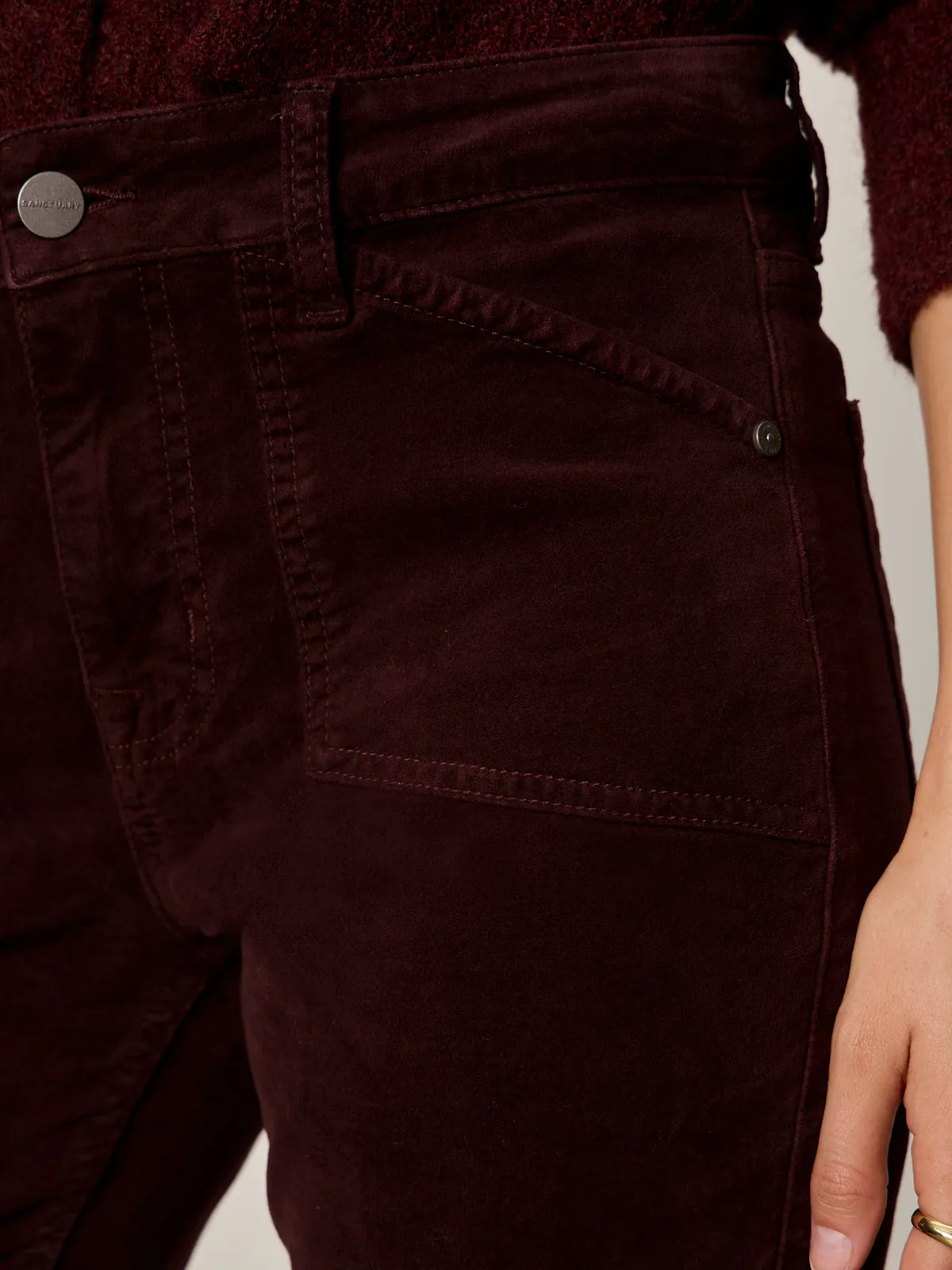 Matching Swim Velveteen Brook Bootcut Pant Dark Crimson Petite Sizing