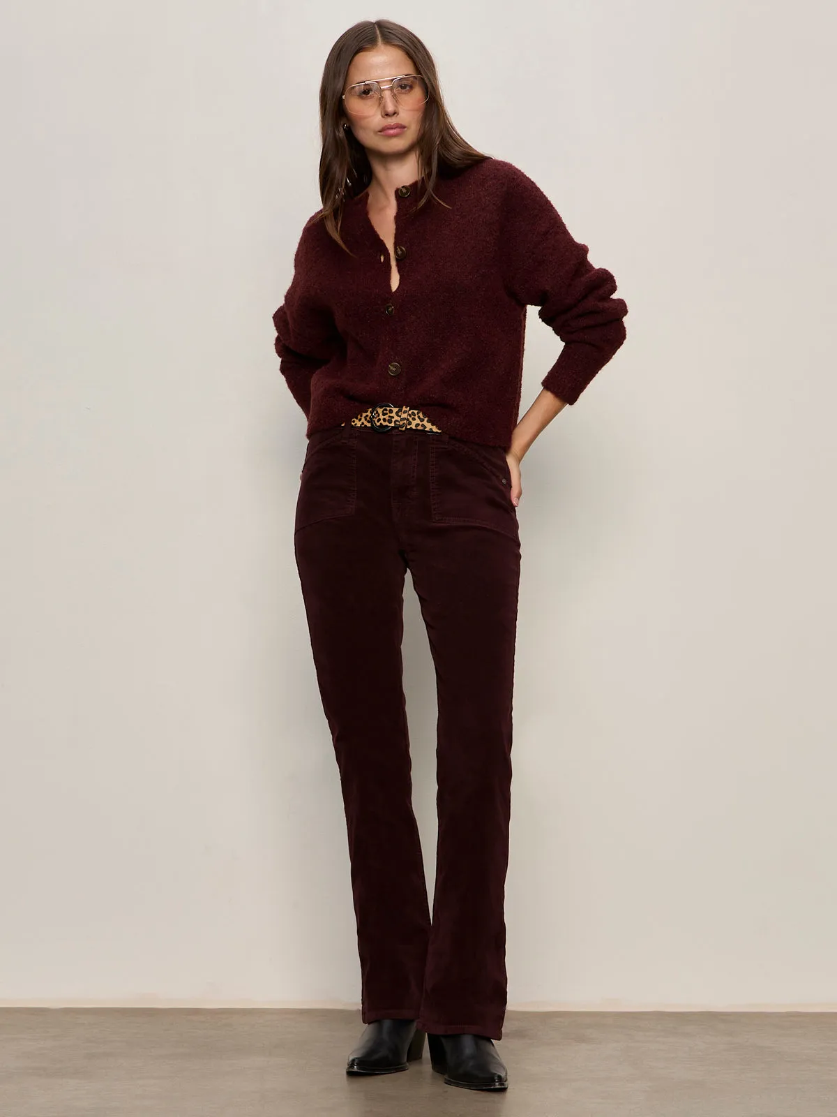 timeless Strapless Velveteen Brook Bootcut Pant Dark Crimson Petite Sizing