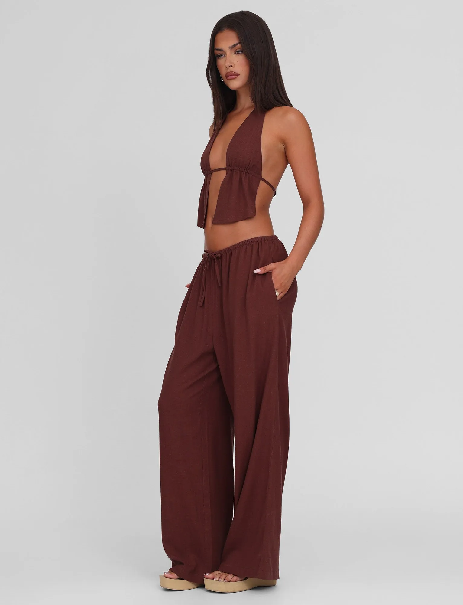 LAINEY PANT - CHOCOLATE Lightweight Feel Flexible Comfort