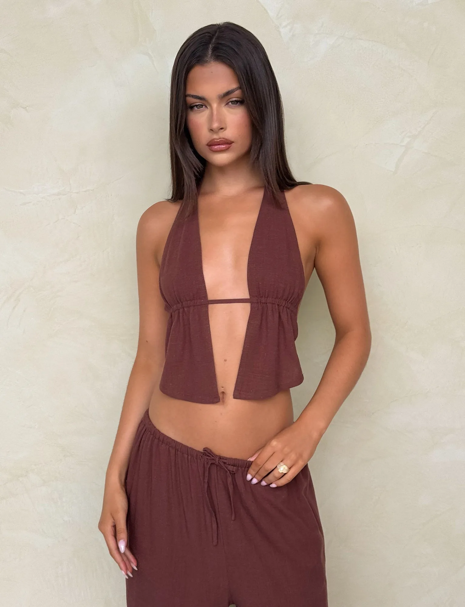 LAINEY TOP - CHOCOLATE BreathableMeshInsert MicrofiberBlend