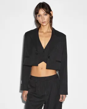 Booking planned purchase LONDON CROP BLAZER PINSTRIPE
