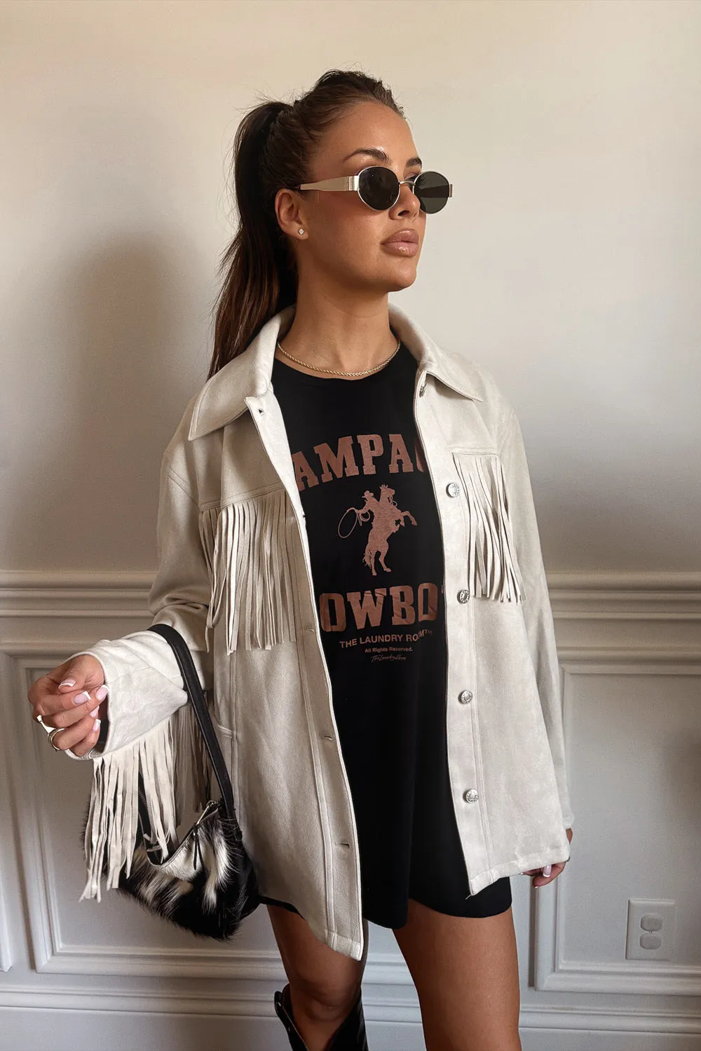 All Day Comfort Laredo Fringe Jacket- Sand
