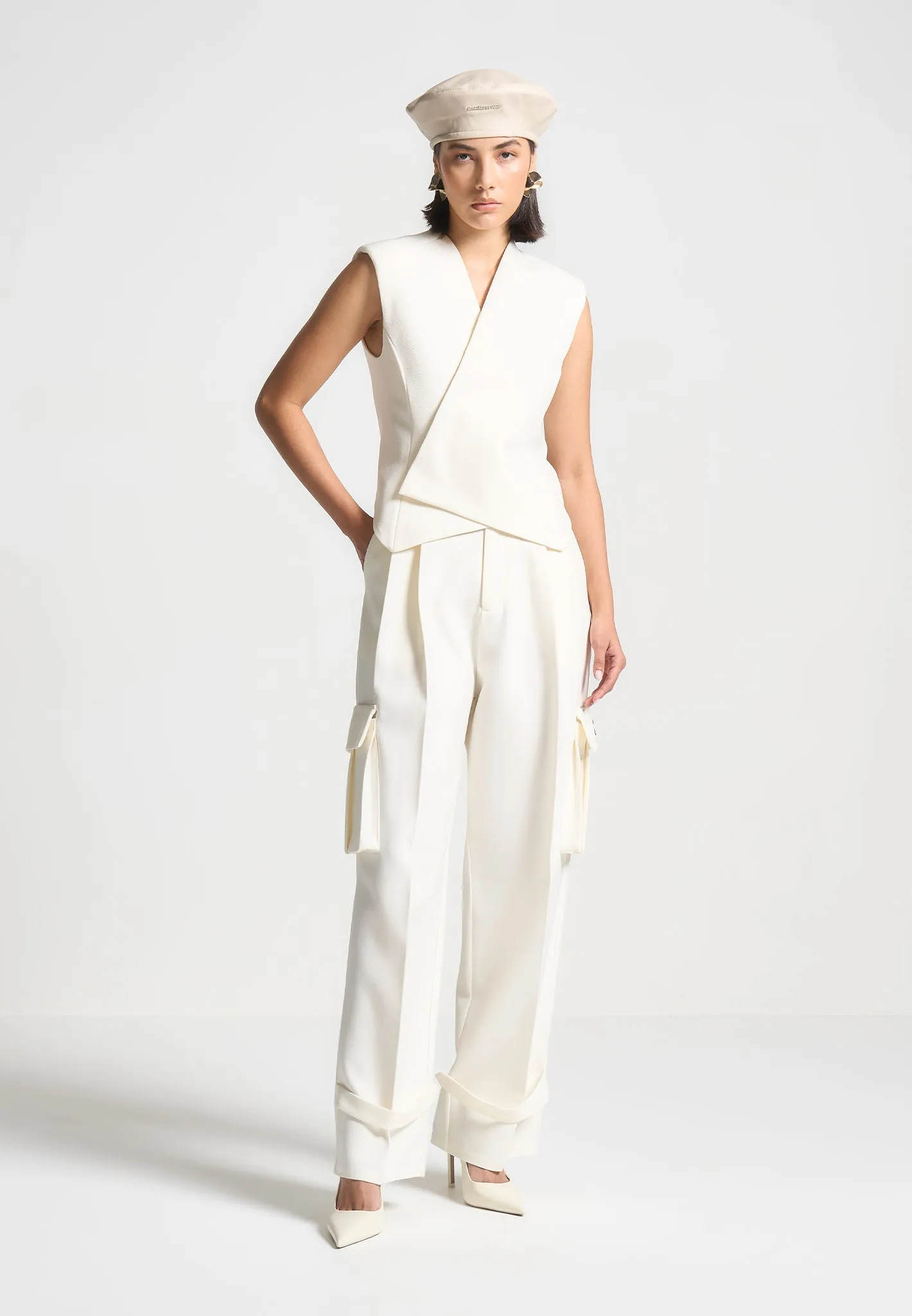 All-Season Wear Laurence - Tailored Wrap Waistcoat - Cream