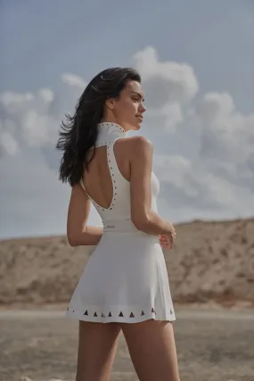 Lavish Laser Cut Zip Dress Flattering and Chic Smooth Mood