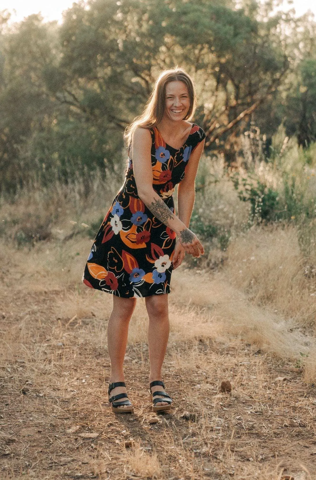 Lace Accent Archie Dress in Abstract Floral