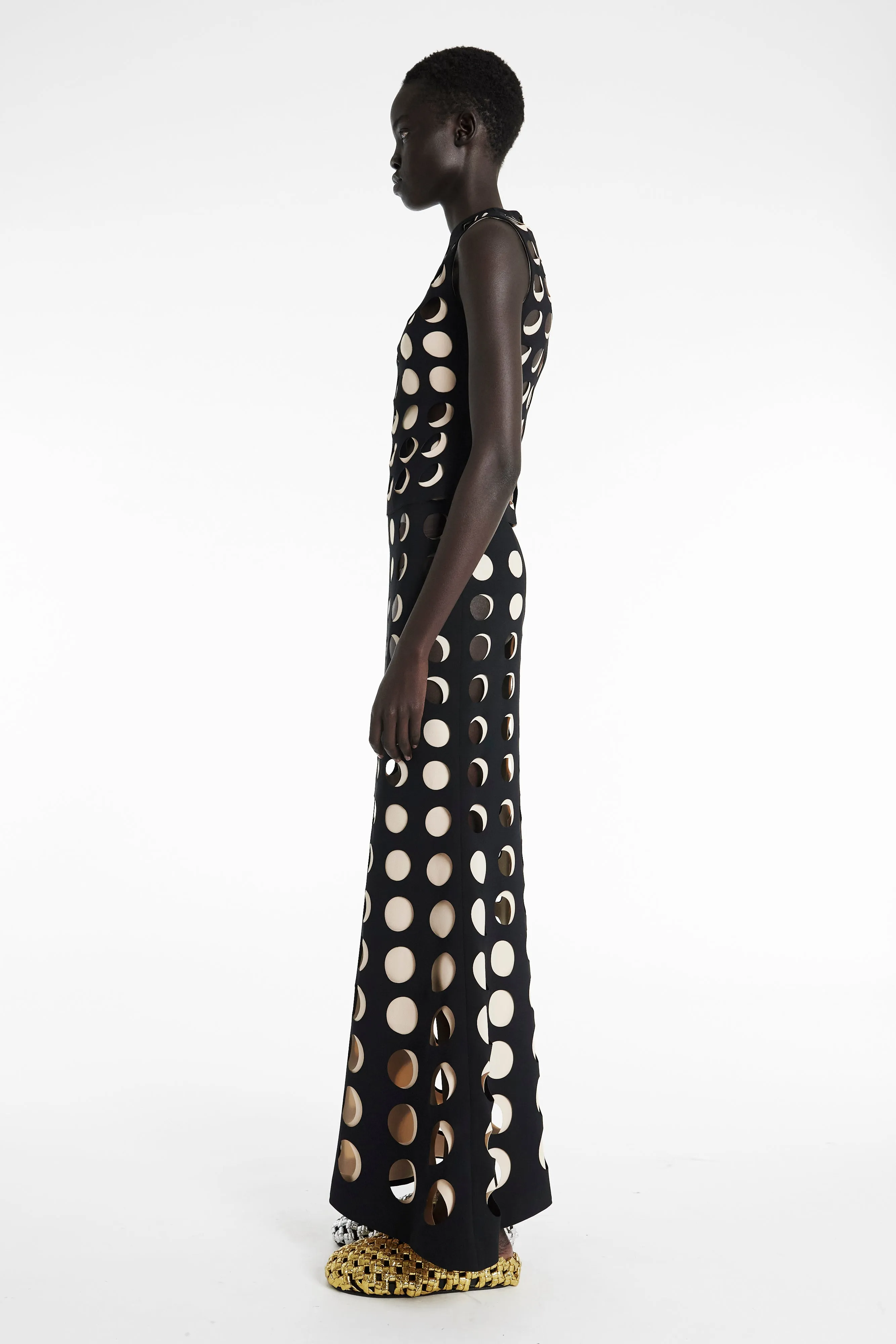 Fresh Mood Layered Circular Cutouts Skirt Black Nude