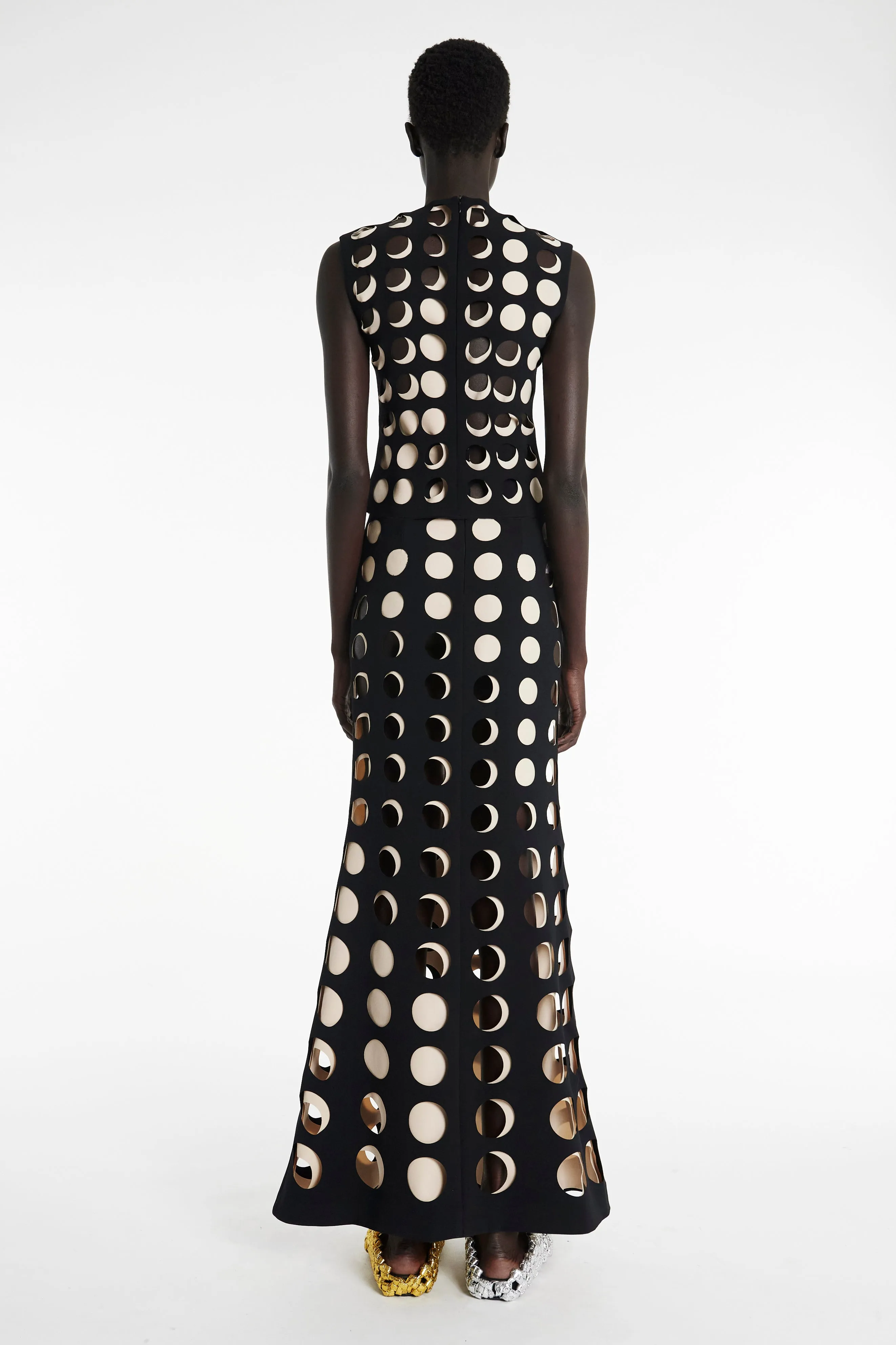 Sophisticated Casual Detachable Detail Layered Circular Cutouts Skirt Black Nude