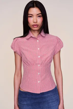 Liana Gingham Top Flatlock stitching